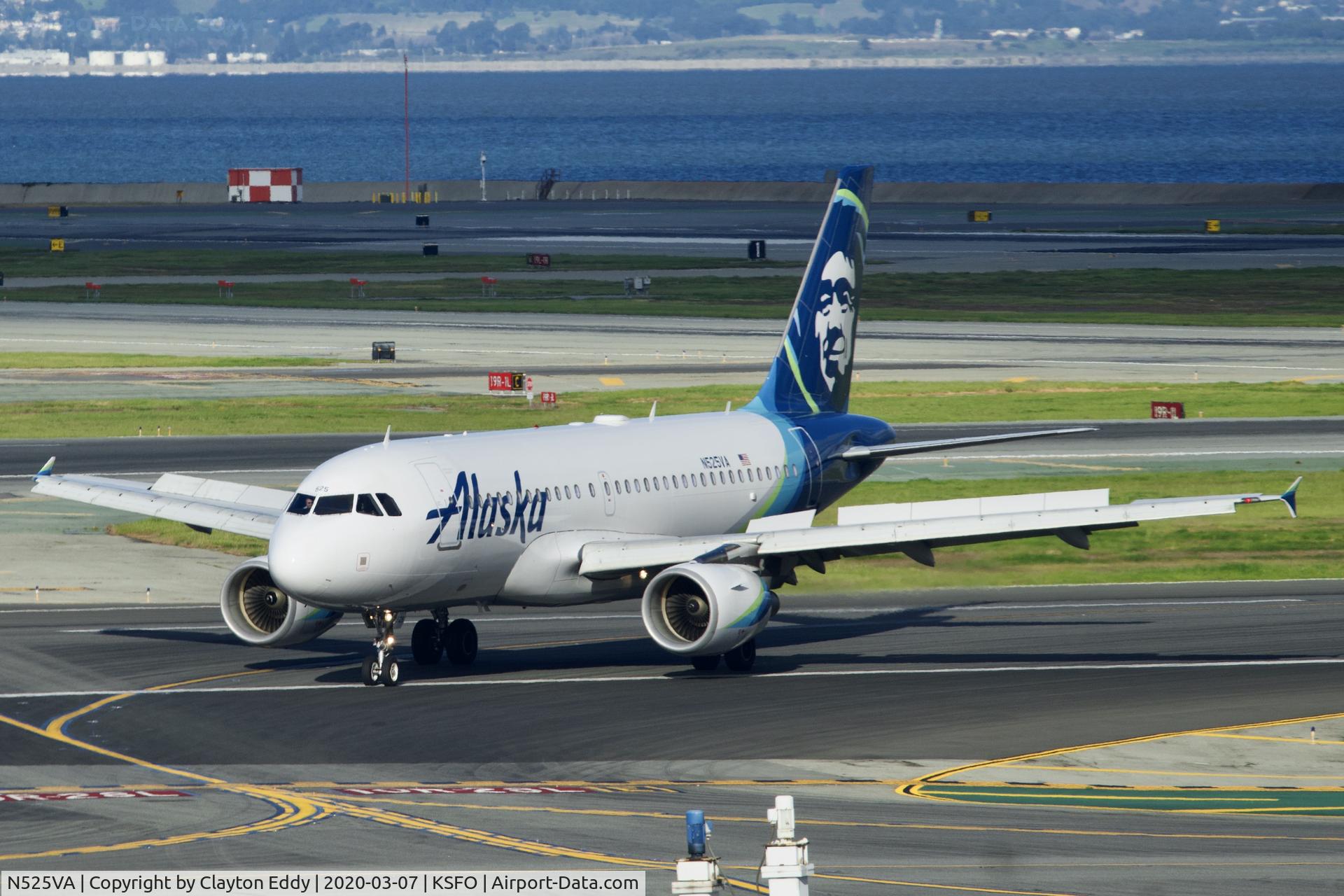 N525VA, 2007 Airbus A319-112 C/N 3324, Sky Terrace SFO 2020.
