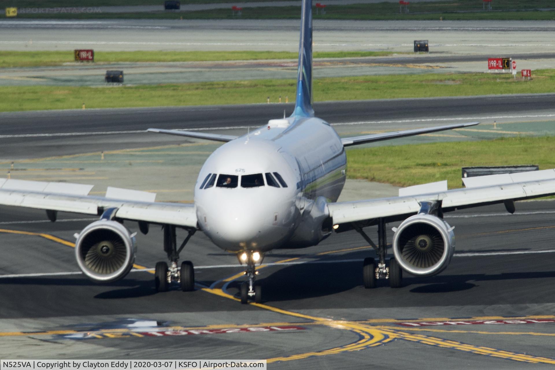 N525VA, 2007 Airbus A319-112 C/N 3324, Sky Terrace SFO 2020.