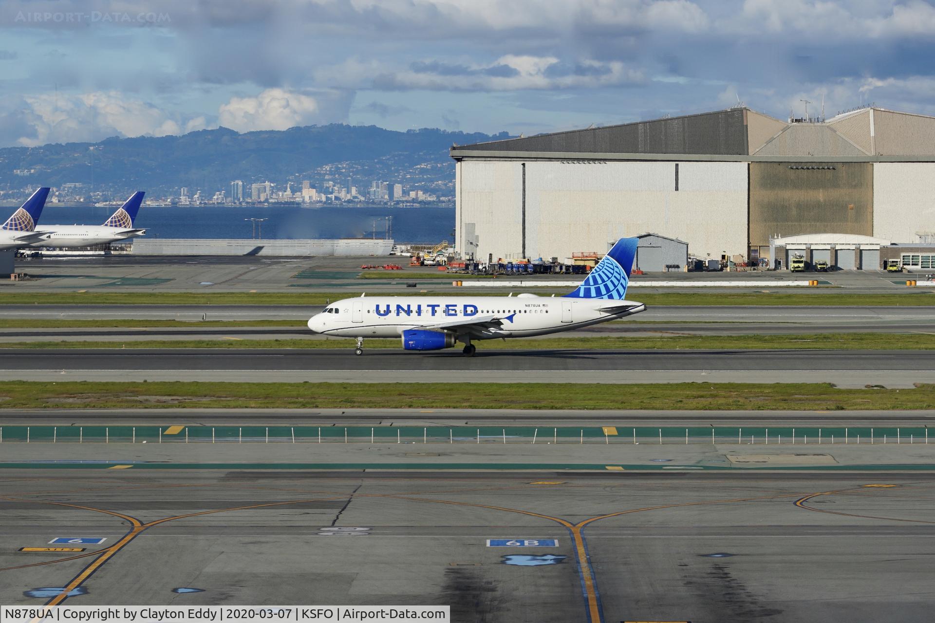 N878UA, 2005 Airbus A319-132 C/N 2371, Ex China Southern Airlines Sky Terrace SFO 2020.