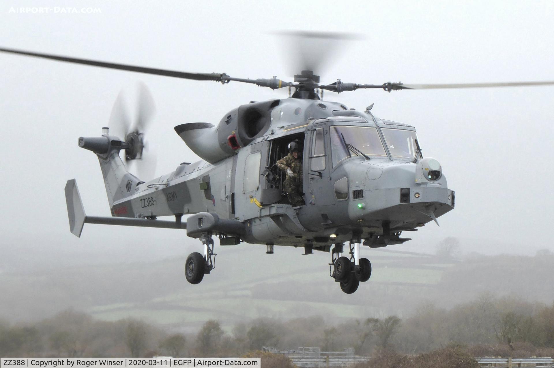 ZZ388, 2012 AgustaWestland AW-159 Wildcat AH.1 C/N 486, Visiting Army Air Corps helicopter operated by 1 Regiment based at RNAS Yeovilton.