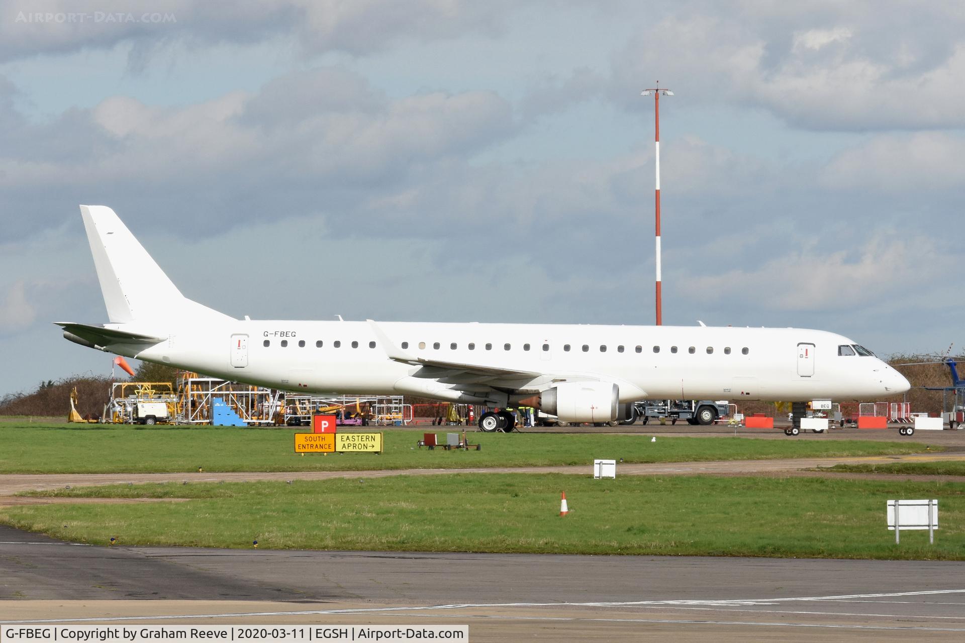 G-FBEG, 2007 Embraer 195LR (ERJ-190-200LR) C/N 19000120, Parked at Norwich.
