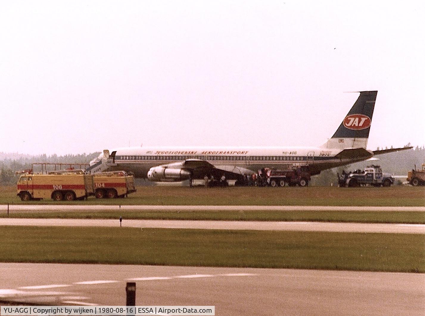 YU-AGG, 1966 Boeing 707-340C C/N 19285, RWY 26 , Runway Excursion