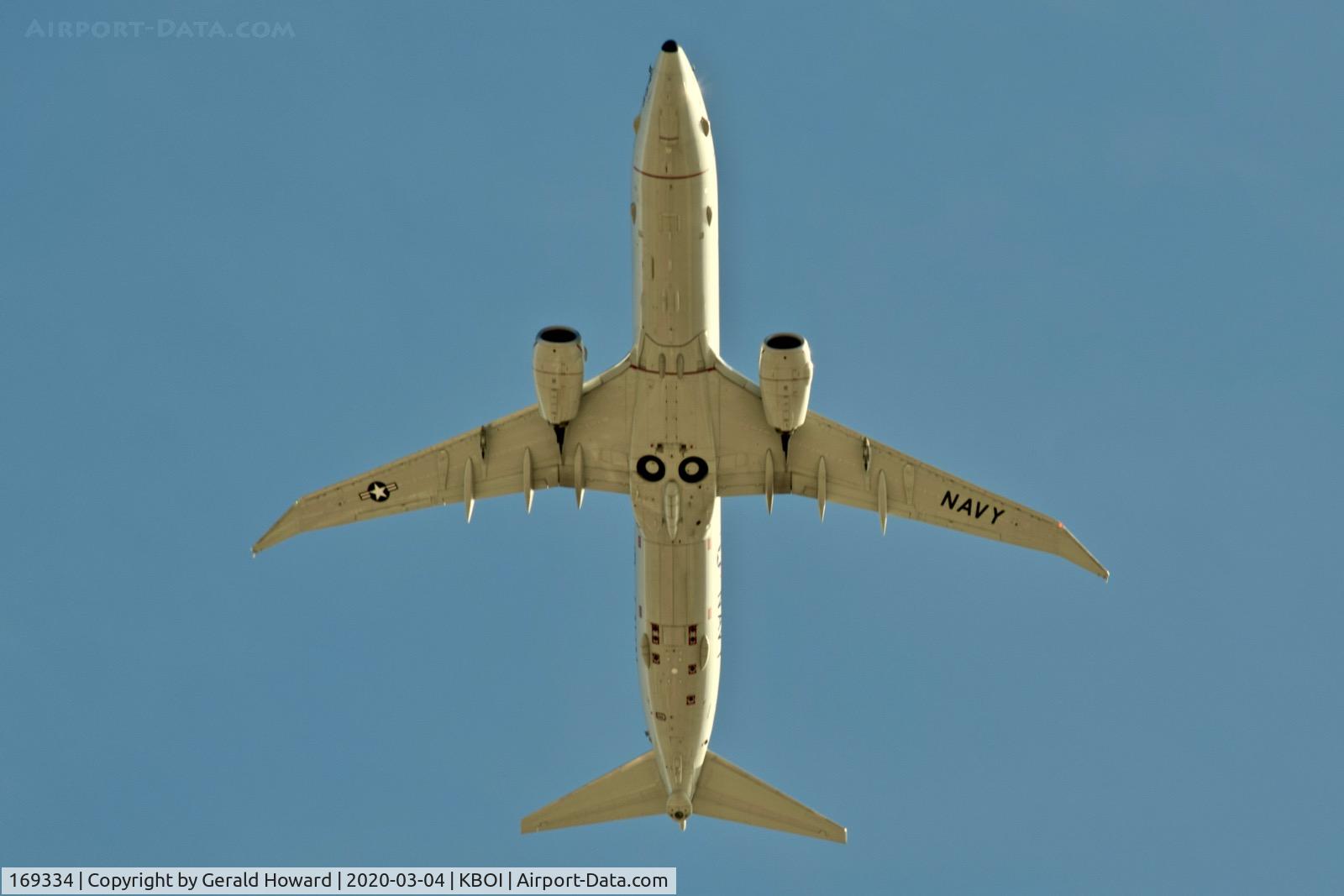 169334, 2017 Boeing P-8A Poseidon C/N 63181/6440, Departing BOI. RD-334, VP-47 