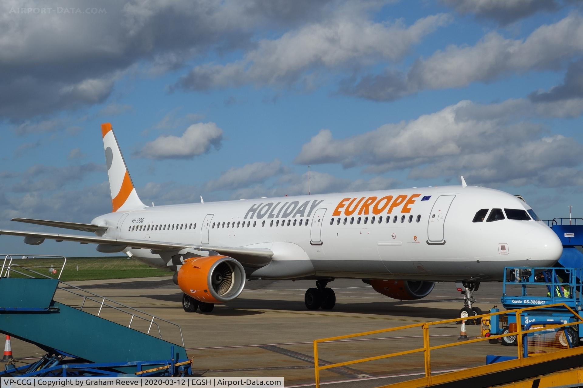 VP-CCG, 2002 Airbus A321-211 C/N 1887, On stand at Norwich.