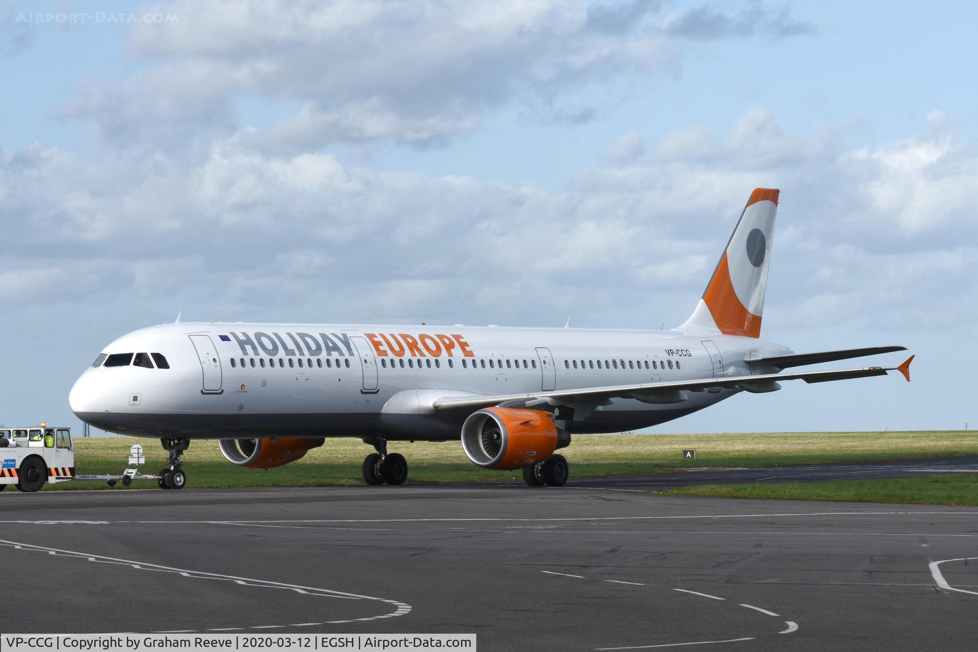 VP-CCG, 2002 Airbus A321-211 C/N 1887, Under tow at Norwich.