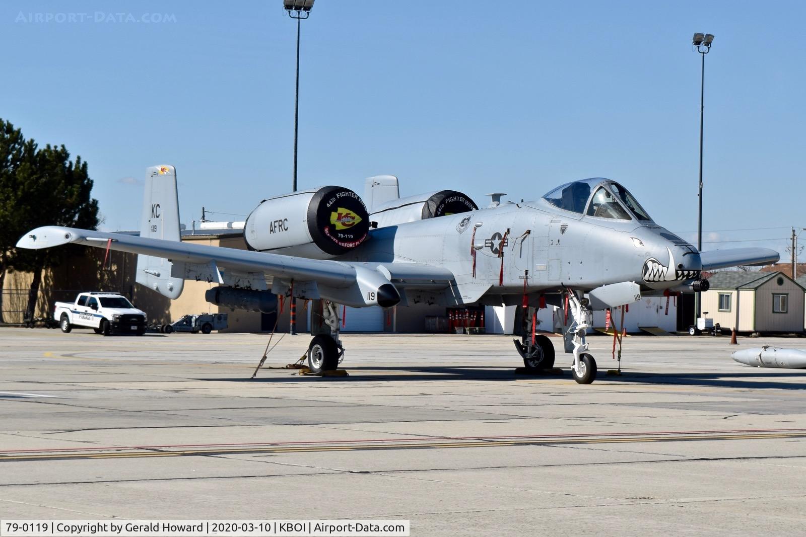 79-0119, 1978 Fairchild Republic A-10C Thunderbolt II C/N A10-0383, Parked on the Idaho ANG ramp. 303rd Fighter Sq., 442nd Fighter Wing, Whiteman AFB, MO.