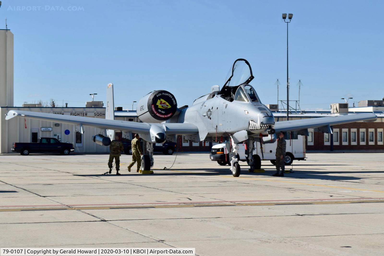 79-0107, 1979 Fairchild Republic A-10C Thunderbolt II C/N A10-0371, Parked on the Idaho ANG ramp. 303rd Fighter Sq., 442nd Fighter Wing, Whiteman AFB, MO.