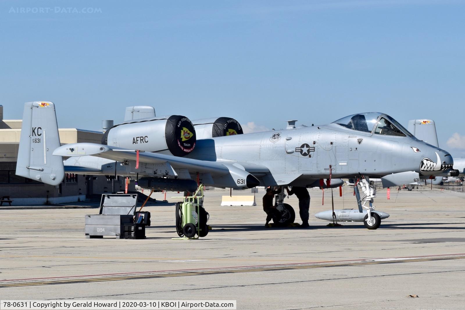 78-0631, 1978 Fairchild Republic A-10C Thunderbolt II C/N A10-0251, Parked on the Idaho ANG ramp. 303rd Fighter Sq., 442nd Fighter Wing, Whiteman AFB, MO.