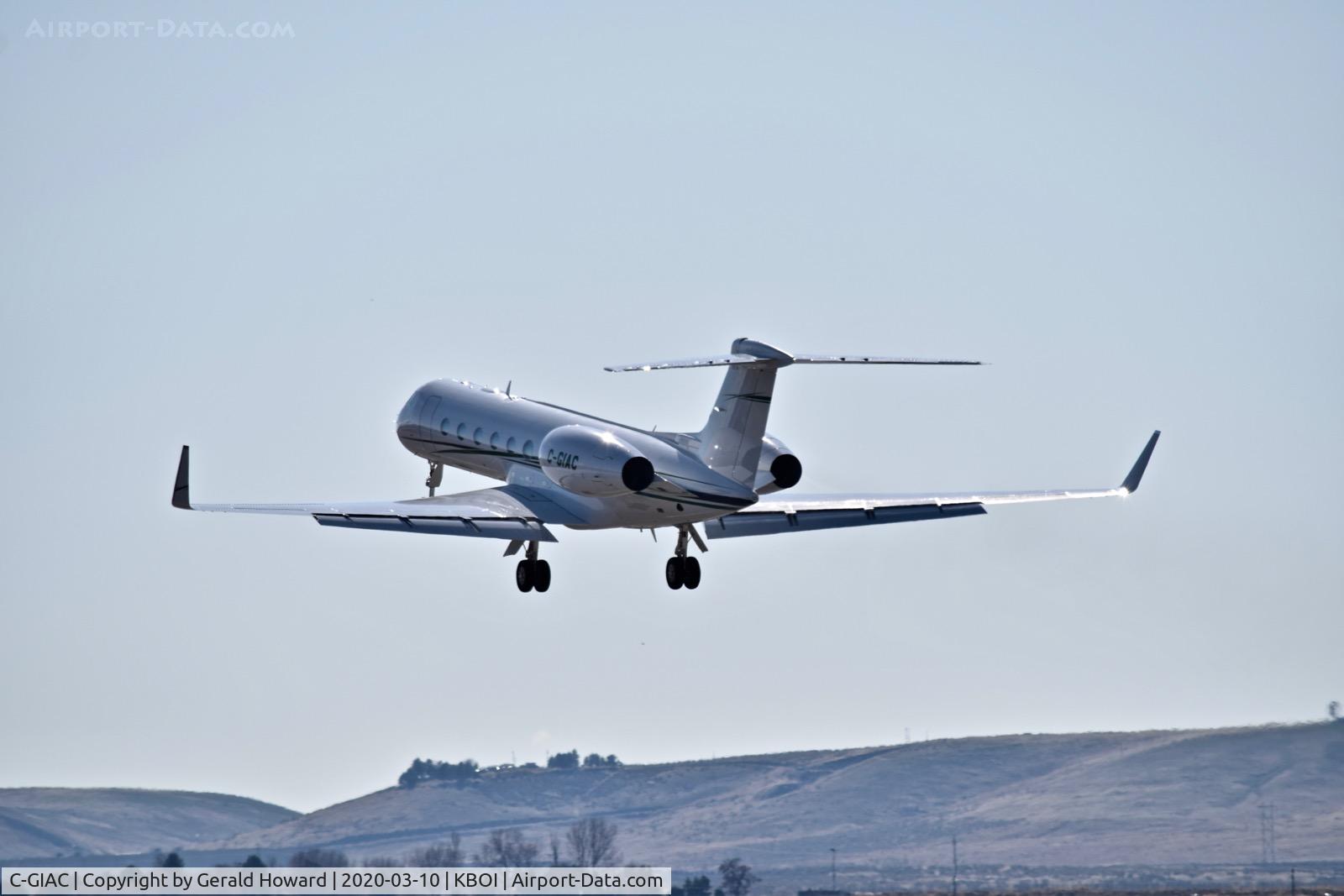 C-GIAC, 2019 Gulfstream Aerospace GV-SP C/N 5593, Departing BOI.