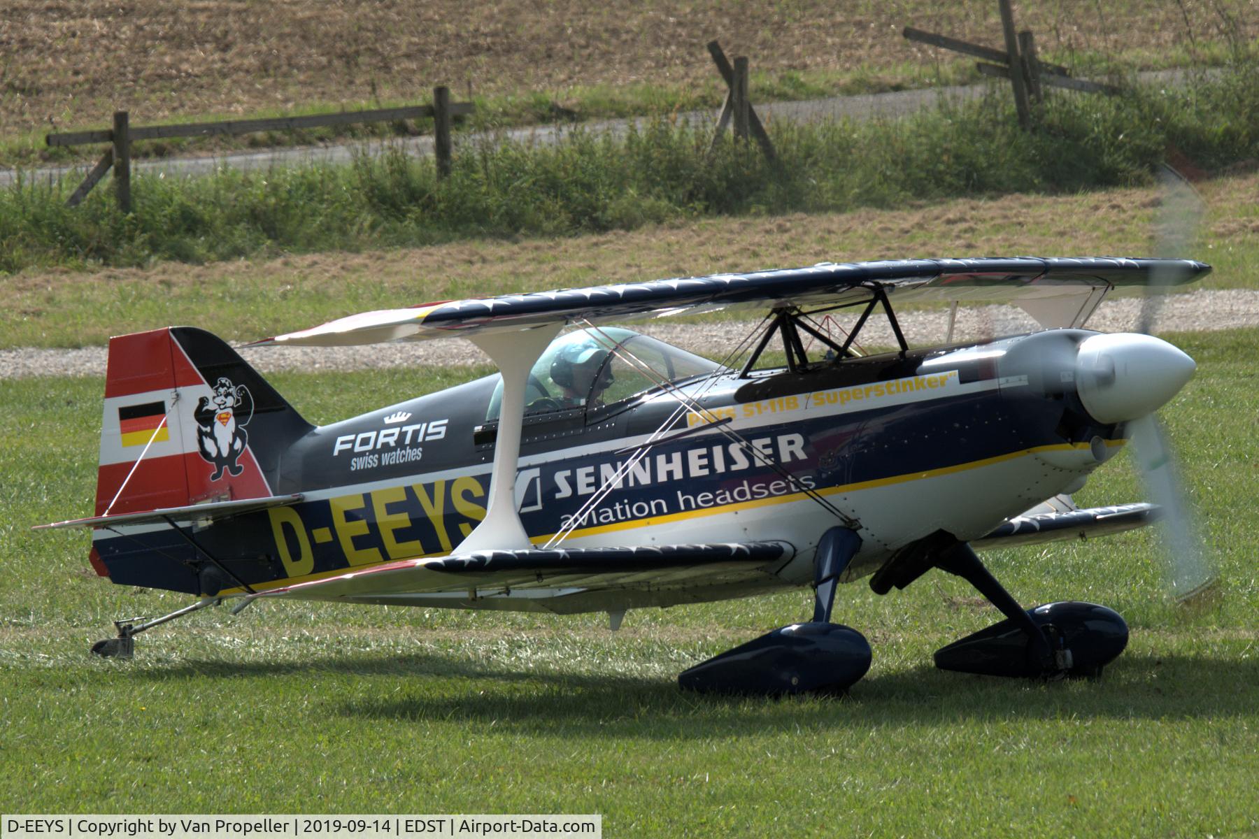 D-EEYS, 2005 Pitts S-1-11 Super Stinker C/N 479, Pitts S1-11B Super Stinker ready for take off at Hahnweide airfield, Germany. OTT 2019