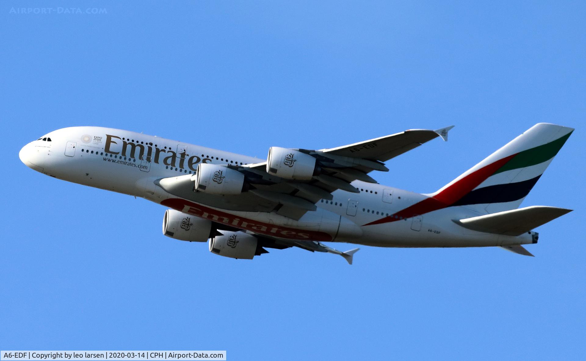 A6-EDF, 2006 Airbus A380-861 C/N 007, Copenhagen 14.3.2020