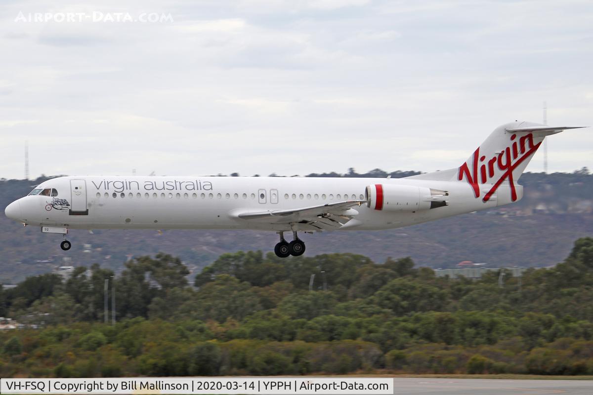 VH-FSQ, 1993 Fokker 100 (F-28-0100) C/N 11450, onto 03