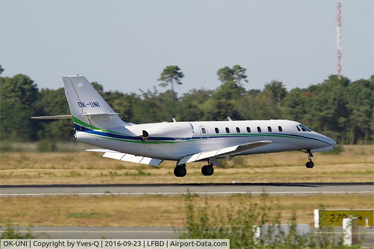 OK-UNI, 2007 Cessna 680 Citation Sovereign C/N 680-0139, Cessna 680 Citation Sovereign, Landing rwy 05, Bordeaux Mérignac airport (LFBD-BOD)