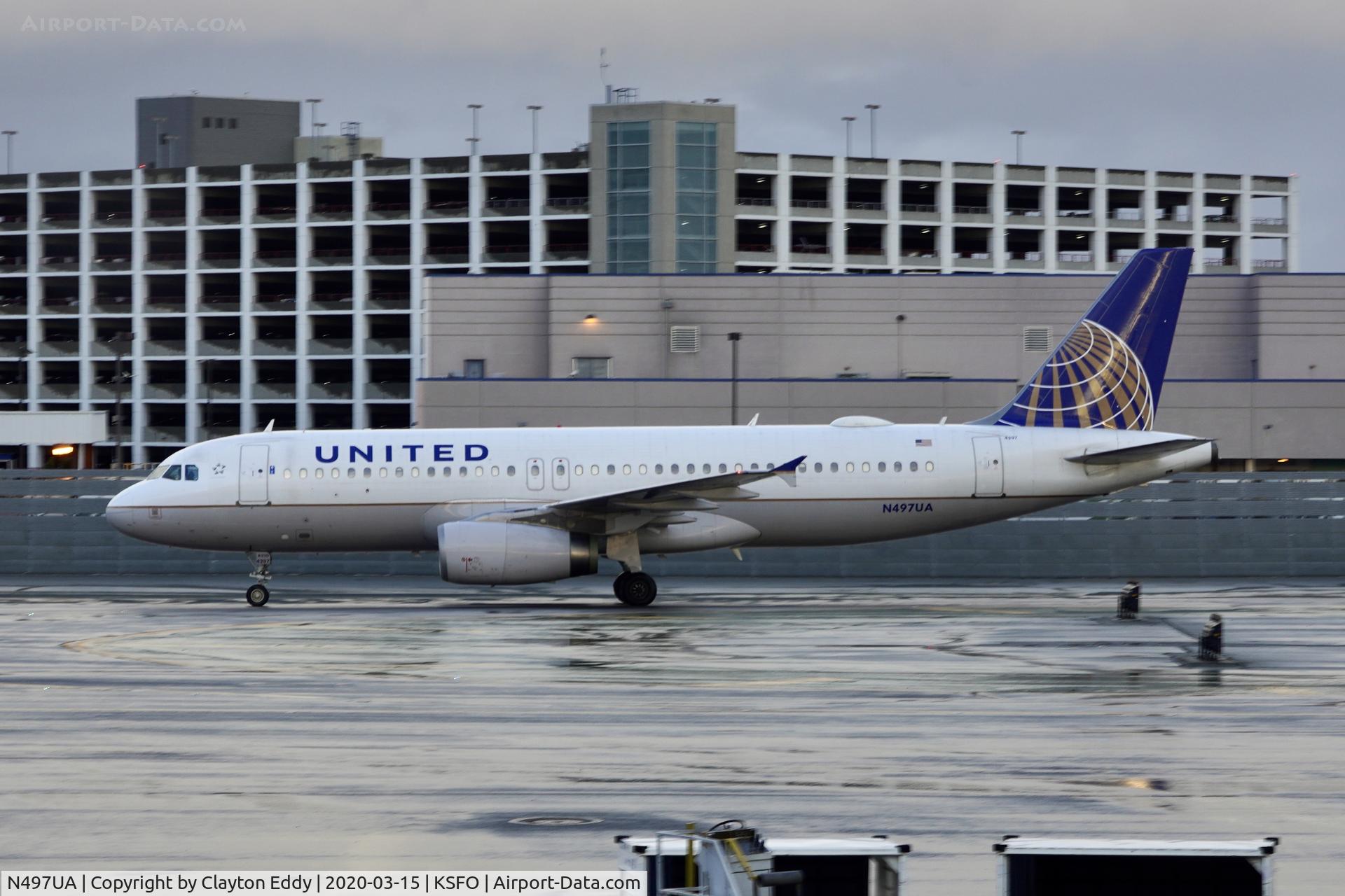 N497UA, 2002 Airbus A320-232 C/N 1847, SFO 2020.