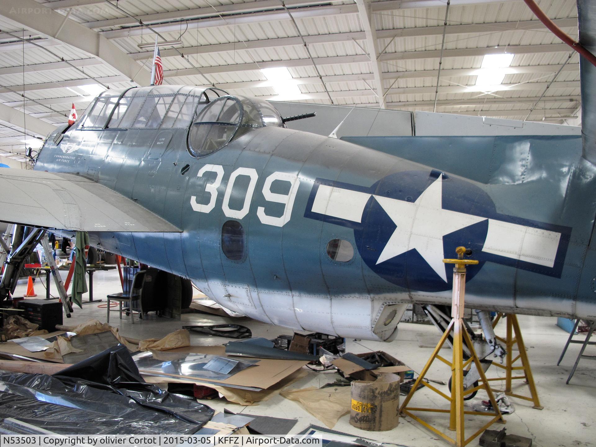 N53503, 1945 Grumman TBM-3E Avenger C/N 53503, big maintenance session in 2015