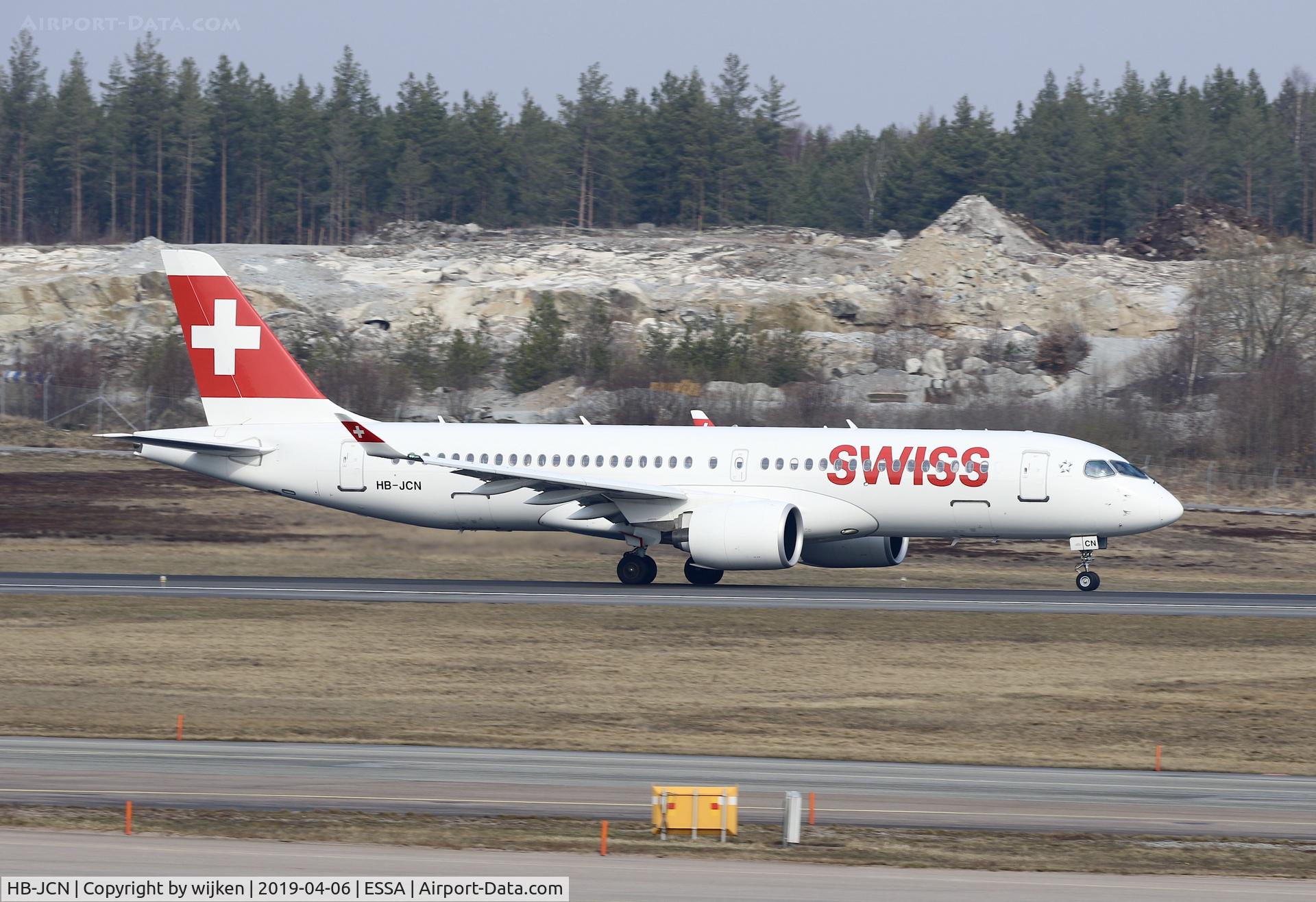 HB-JCN, 2018 Bombardier CSeries CS300 (BD-500-1A11) C/N 55032, RWY 08
