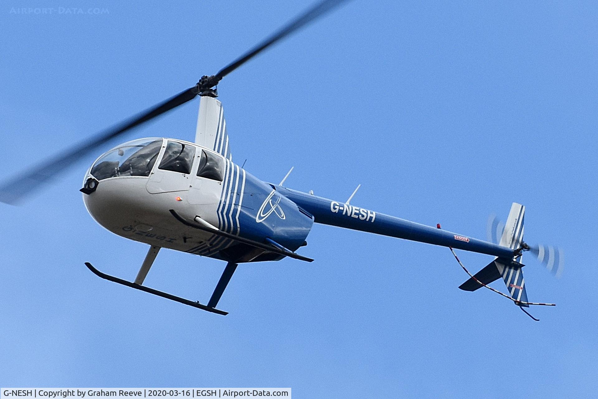 G-NESH, 2007 Robinson R44 Clipper II C/N 11609, Landing at Norwich.