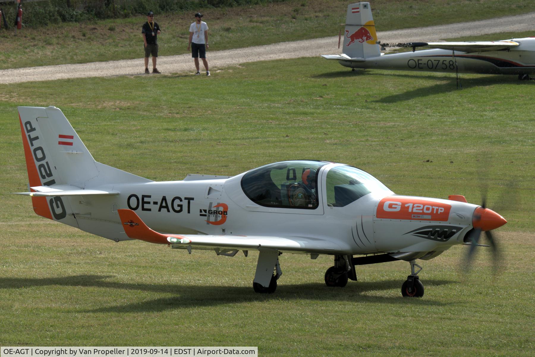 OE-AGT, Grob G-120TP-A C/N 11108, Grob G 120TP-A ready for take off at Hahnweide airfield, Germany. OTT 2019