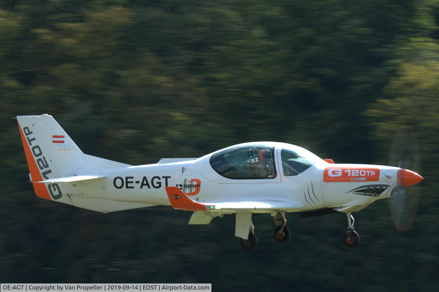 OE-AGT, Grob G-120TP-A C/N 11108, Grob G 120TP-A landing at Hahnweide airfield, Germany. OTT 2019