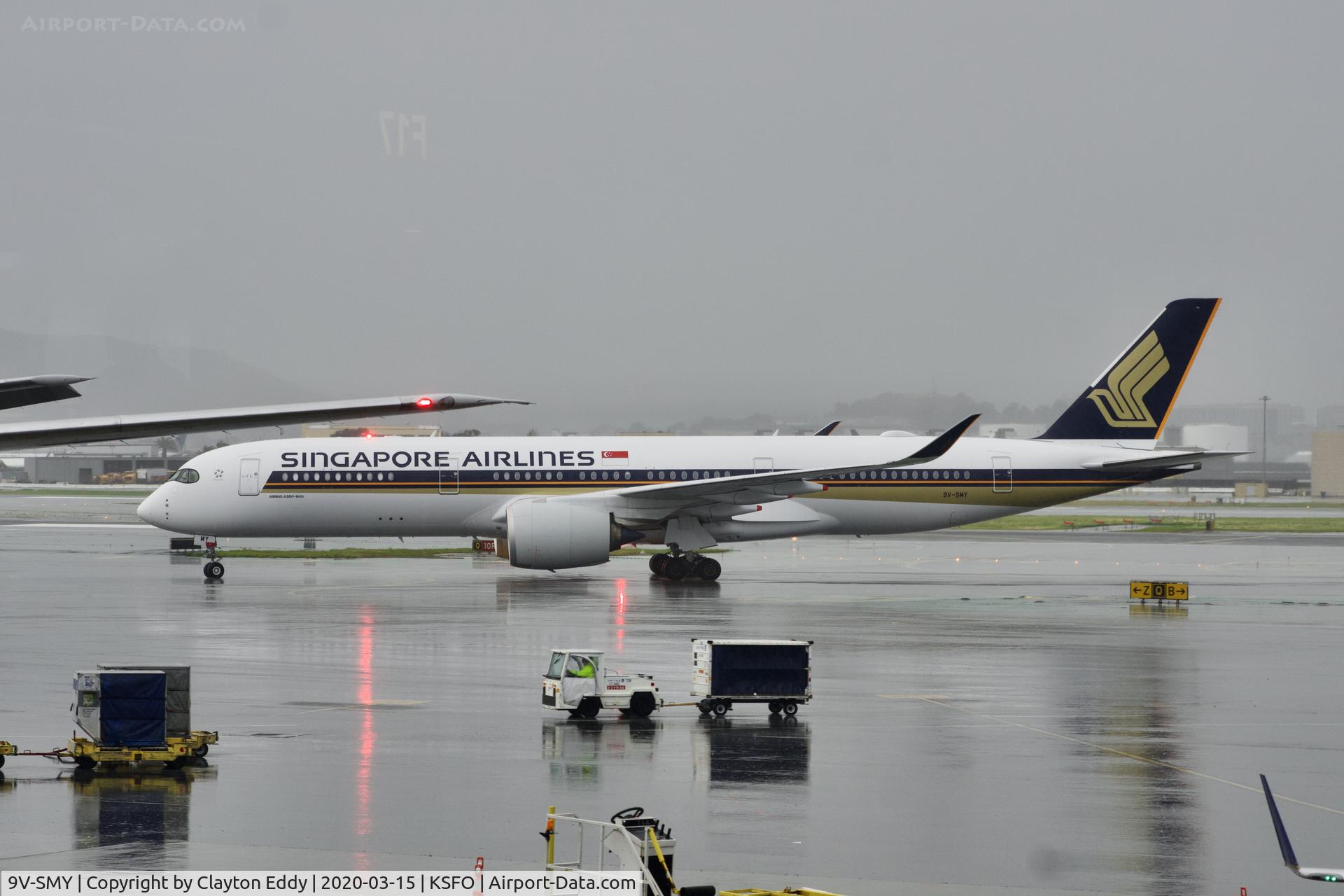 9V-SMY, 2019 Airbus A350-941 C/N 344, Rainy morning SFO 2020.