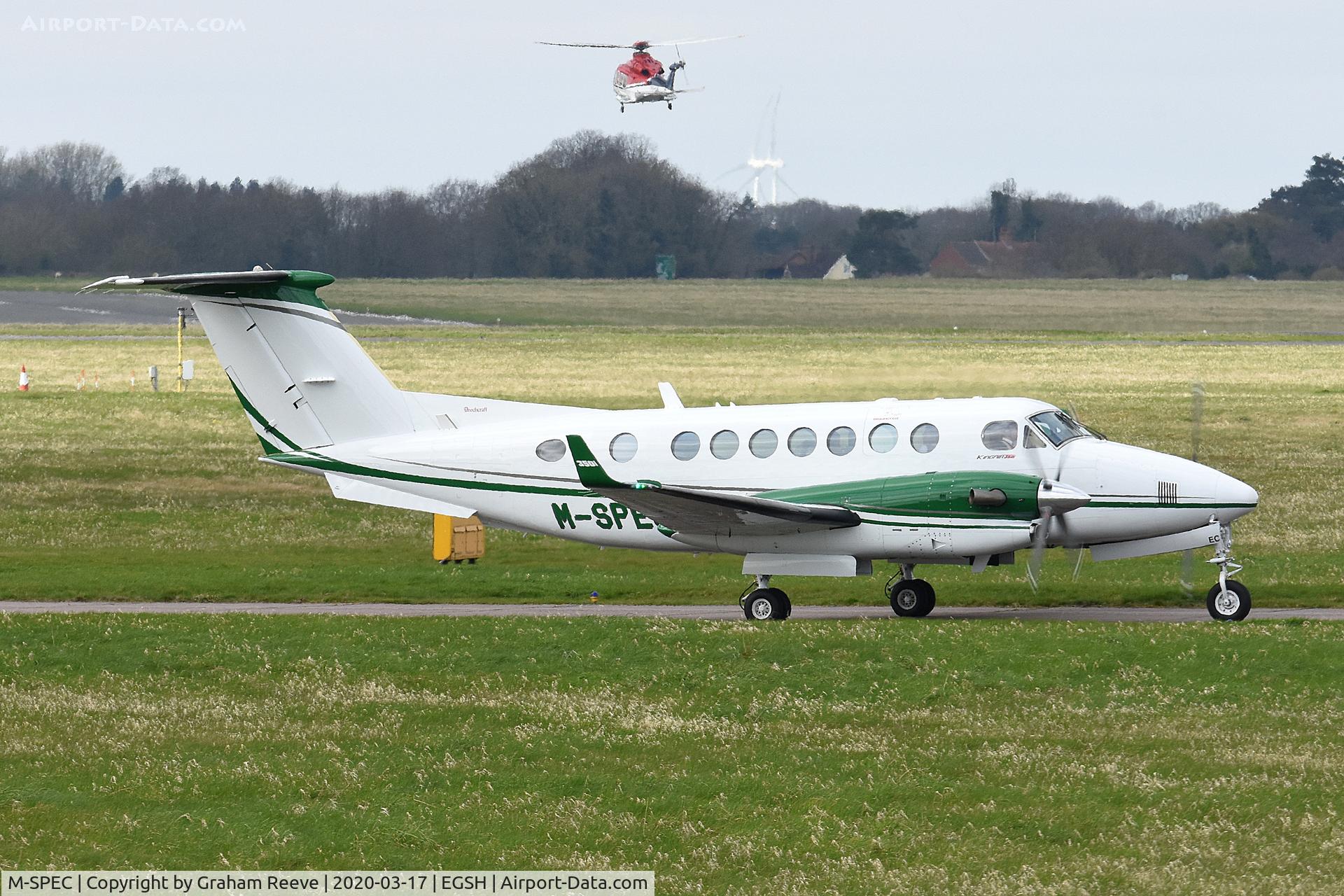 M-SPEC, 2014 Beech Super King Air 350i C/N FL-970, Departing from Norwich.