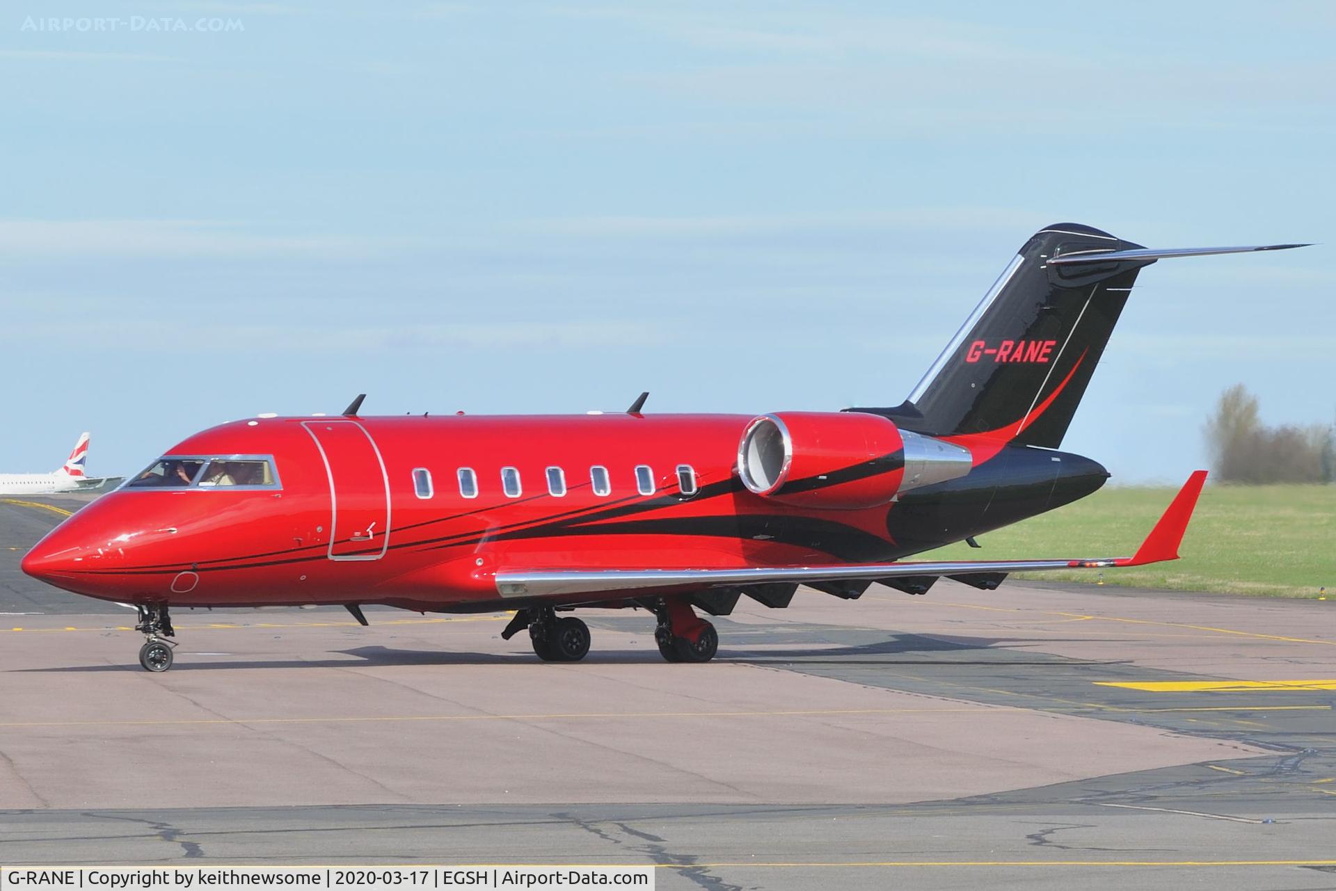 G-RANE, 2012 Bombardier Challenger 605 (CL-600-2B16) C/N 5904, Arriving at Norwich from Nice, France.