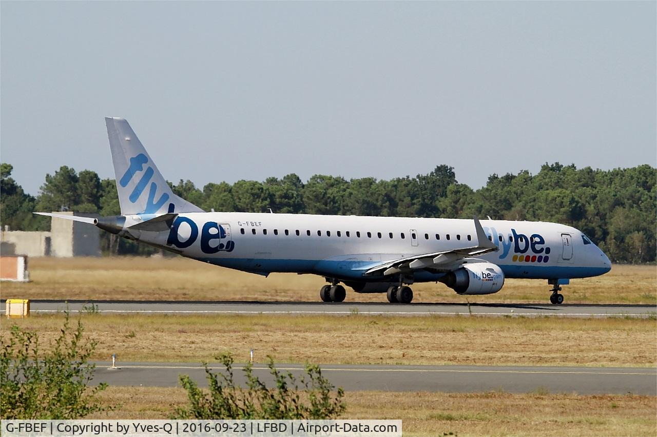 G-FBEF, 2007 Embraer 195LR (ERJ-190-200LR) C/N 19000104, Embraer ERJ-195LR, Take off run rwy 05, Bordeaux Mérignac airport (LFBD-BOD)