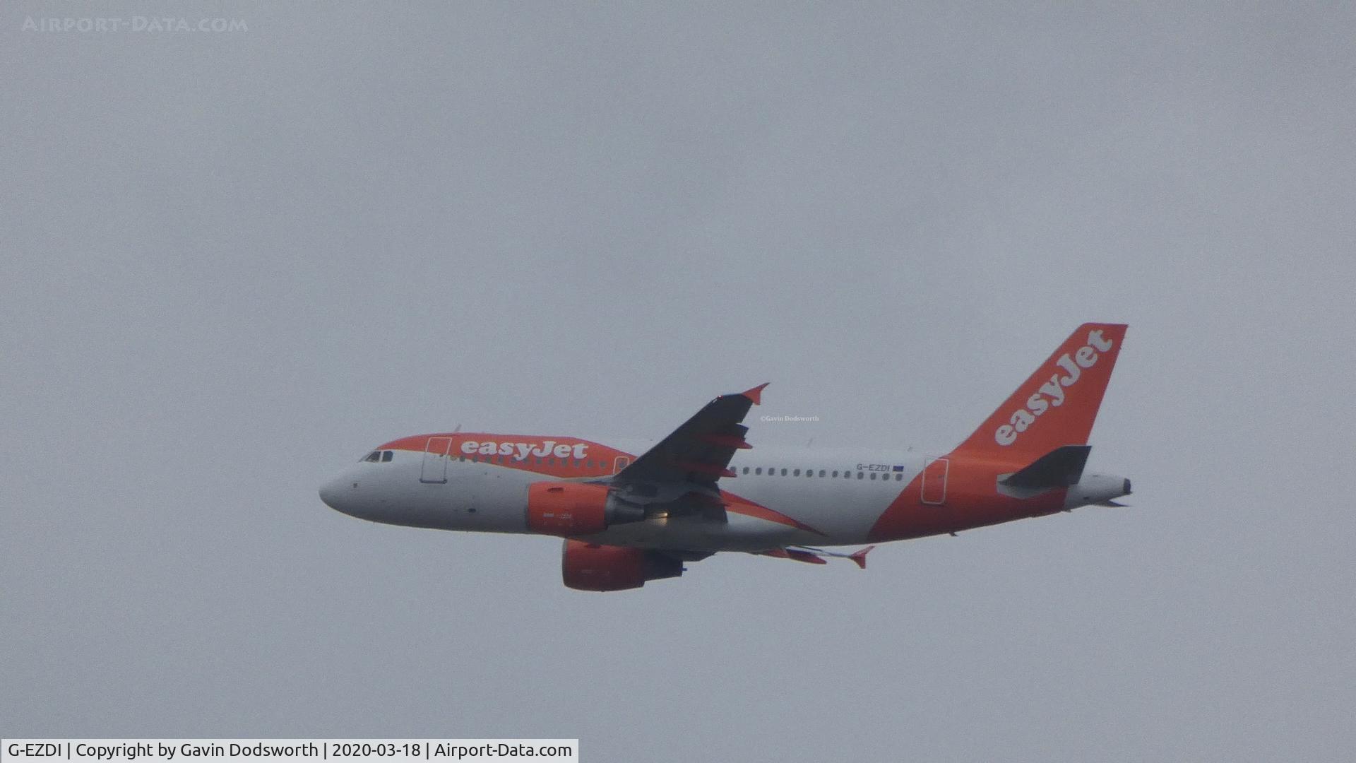 G-EZDI, 2008 Airbus A319-111 C/N 3537, Over Darlington, England, whilst on crew training at Teesside airport on 18/03/20