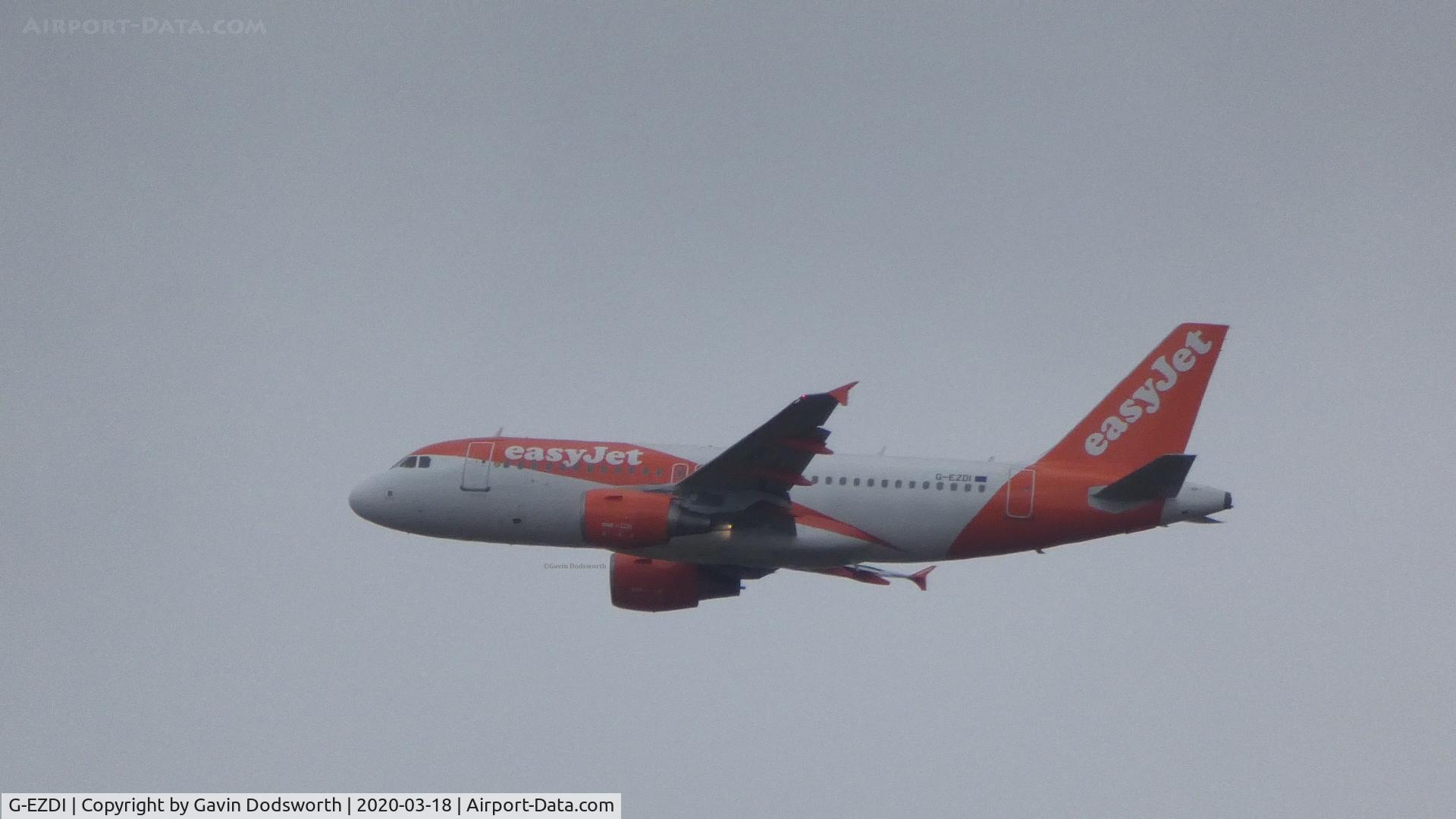 G-EZDI, 2008 Airbus A319-111 C/N 3537, Over Darlington, England, whilst on crew training at Teesside airport on 18/03/20