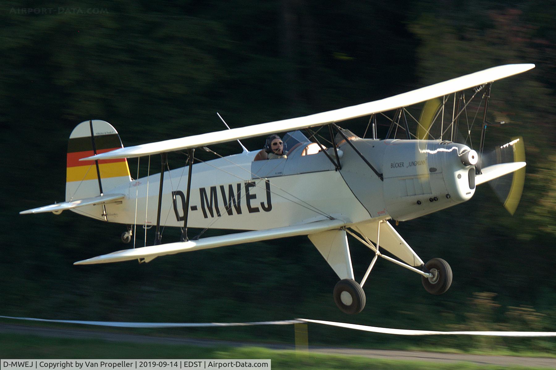 D-MWEJ, 2015 B & F Technik FK-131 Jungmann C/N Not found D-MWEJ, B&F Fk131 Jungmann landing at Hahnweide airfield, Germany. OTT 2019