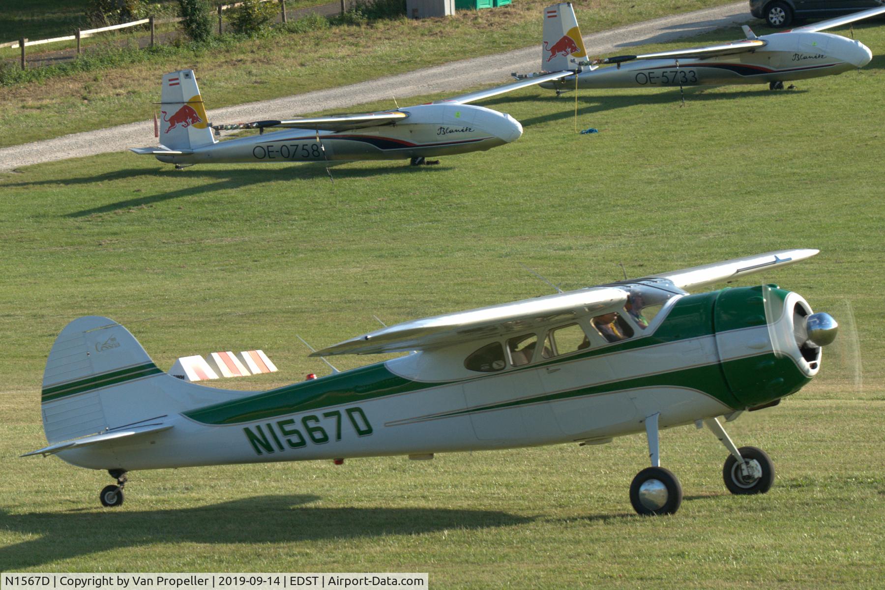N1567D, 1952 Cessna 195A C/N 7789, Cessna 195A Businessliner taking off from Hahnweide airfield, Germany. OTT 2019