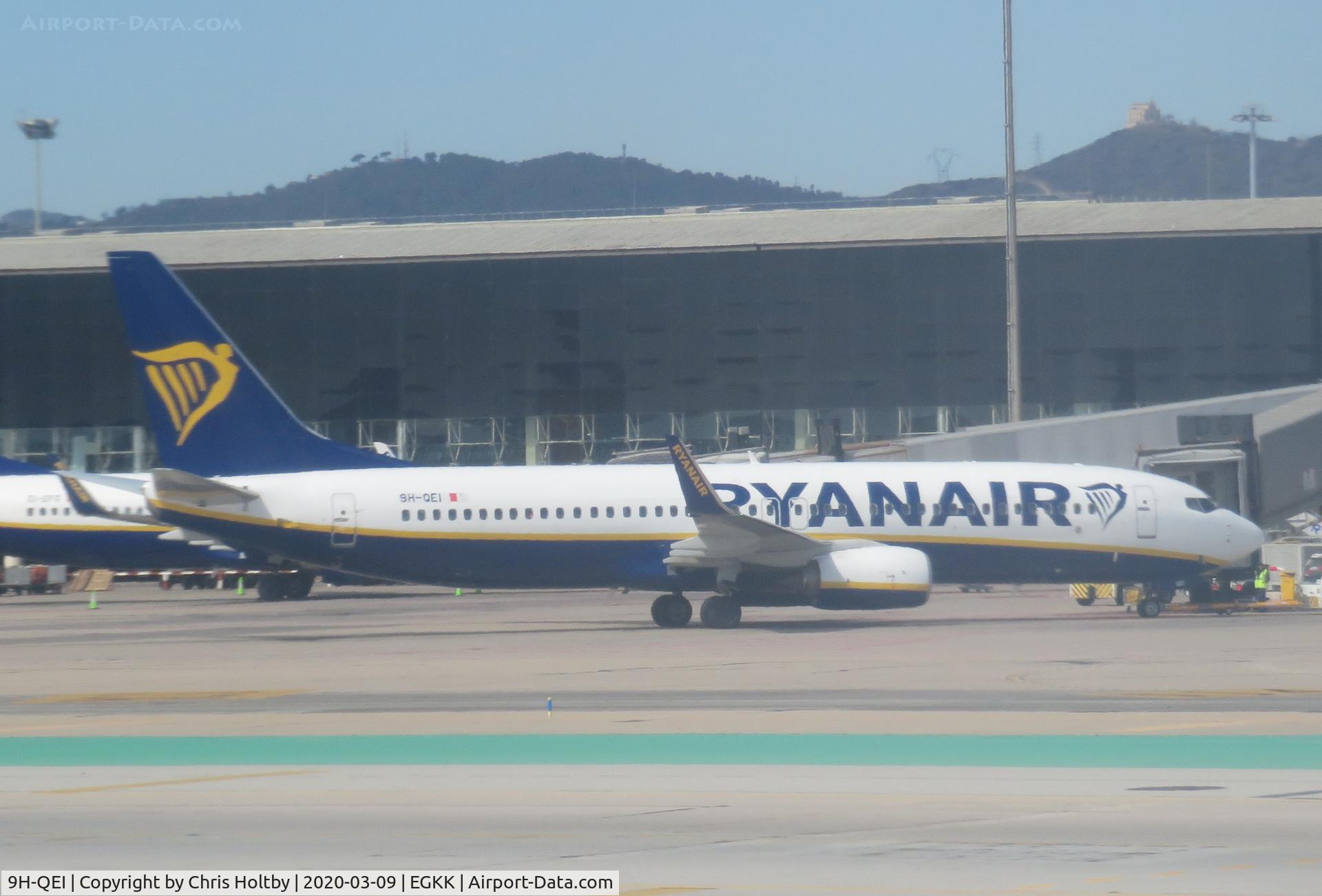 9H-QEI, 2018 Boeing 737-800 C/N 44828, Ex-EI-GJF parked at Gatwick, London in Ryanair livery