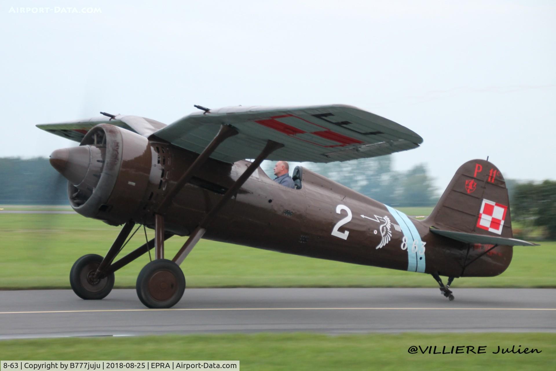 8-63, 1935 PZL P.11C C/N 562, at Radom during taxi