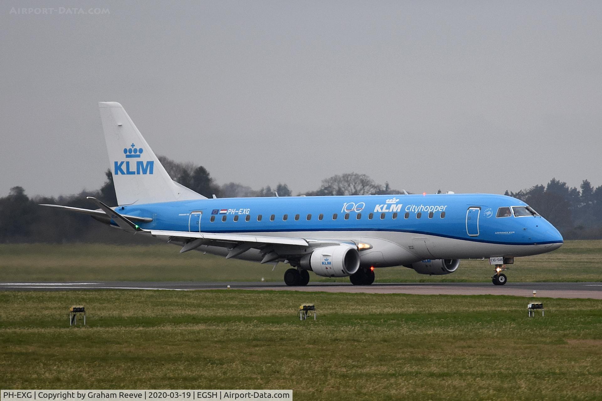 PH-EXG, 2016 Embraer 175STD (ERJ-170-200) C/N 17000546, Just landed at Norwich.