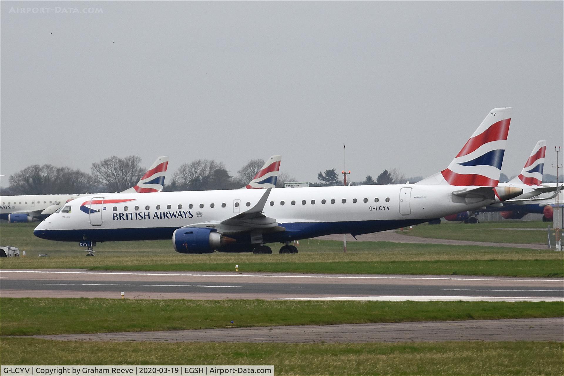G-LCYV, 2009 Embraer 190AR (ERJ-190-100IGW) C/N 19000255, Under tow at Norwich.