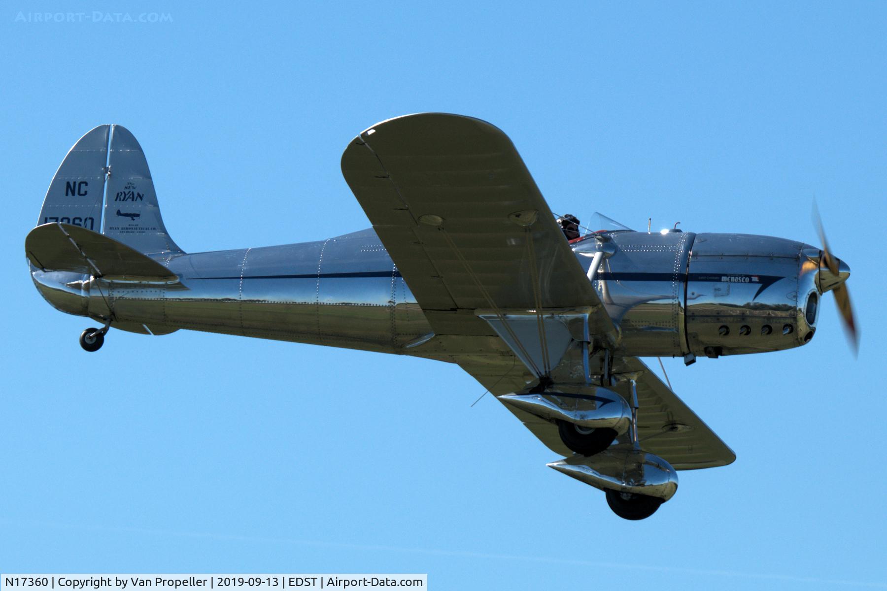 N17360, 1937 Ryan Aeronautical ST-A Special C/N 184, Ryan ST-A Special coming in to land at Hahnweide airfield, Germany. OTT 2019