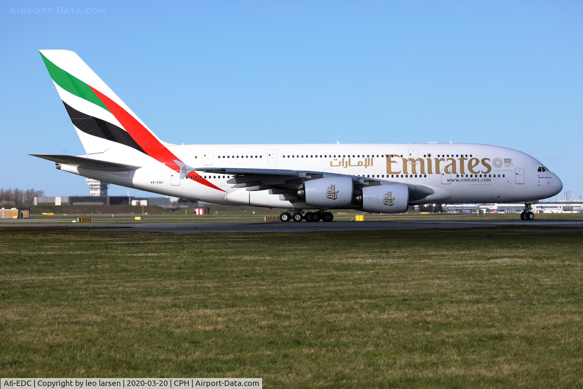 A6-EDC, 2008 Airbus A380-861 C/N 016, Copenhagen 20.3.2020