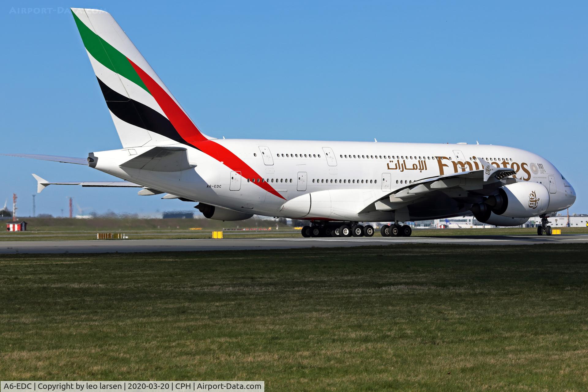 A6-EDC, 2008 Airbus A380-861 C/N 016, Copenhagen 20.3.2020