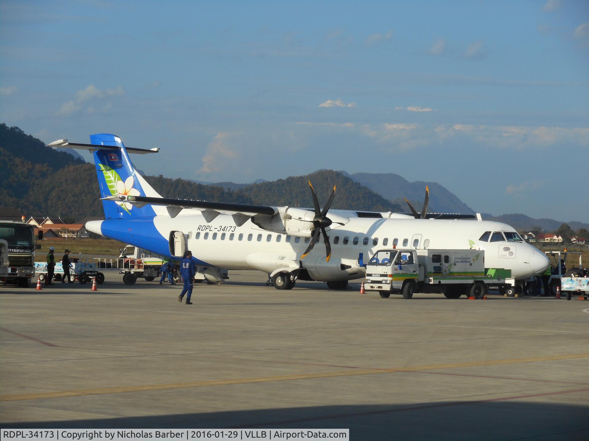 RDPL-34173, 2009 ATR 72-212A C/N 870, Lao Airlines ATR 72-212A, RDLP34173 at Luang Prabang airport, preparing to depart with the 1330 flight LLL265 to Vientiane on 29 January 2016.