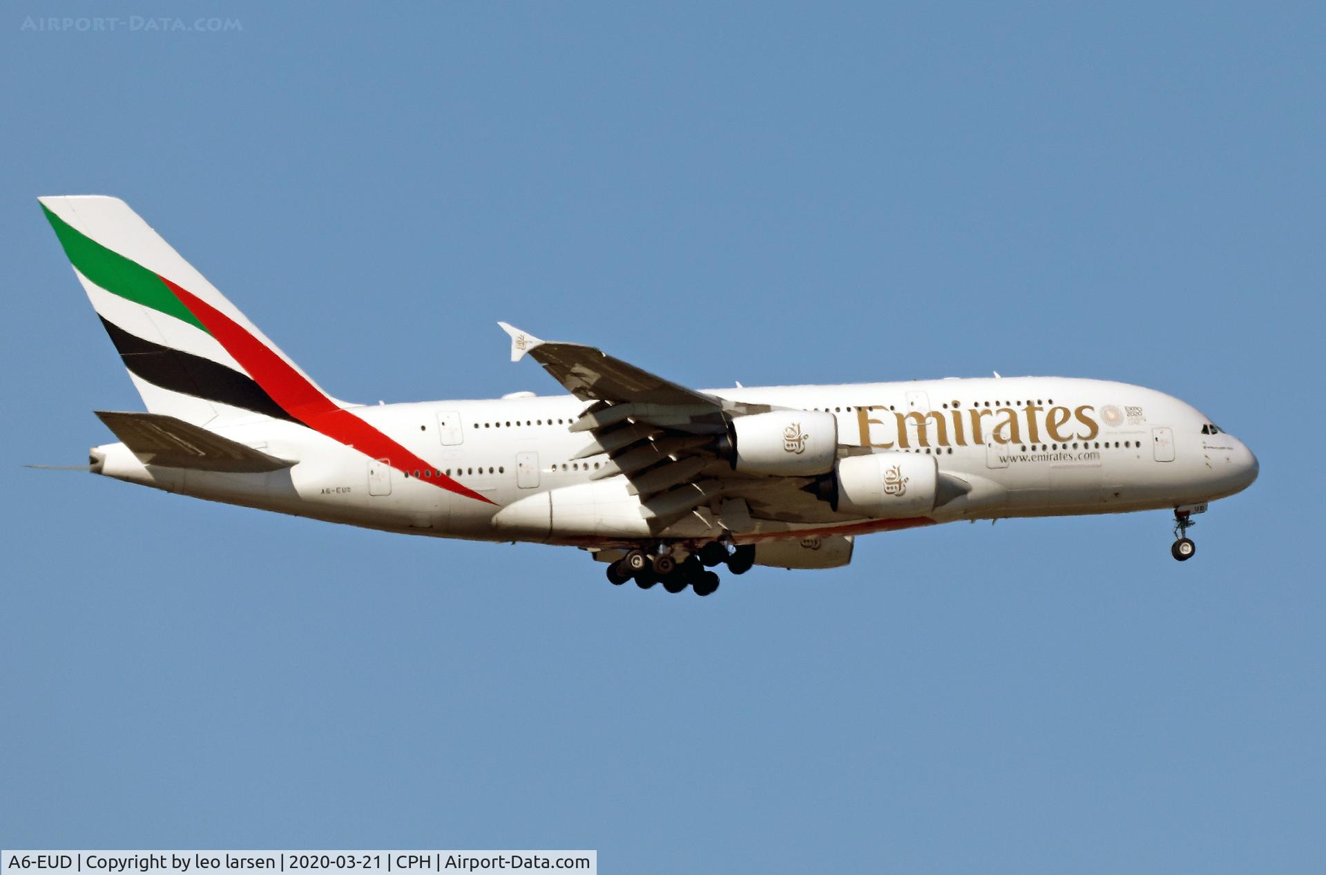 A6-EUD, 2016 Airbus A380-861 C/N 216, Copenhagen 21.3.2020