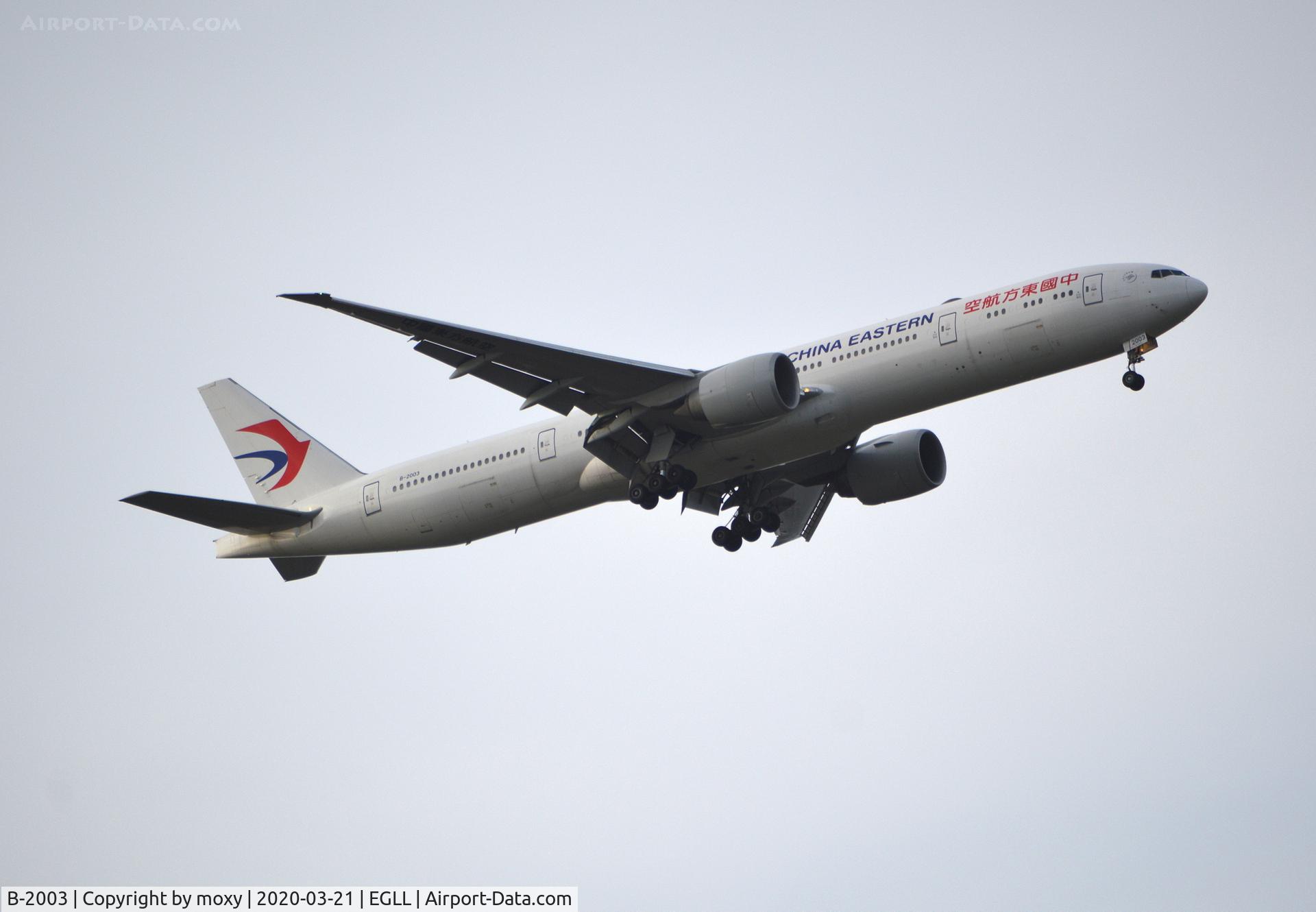 B-2003, 2014 Boeing 777-39P/ER C/N 43270, Boeing 777-39P/ER on finals to London Heathrow. Surprised to see this during the virus pandemic.