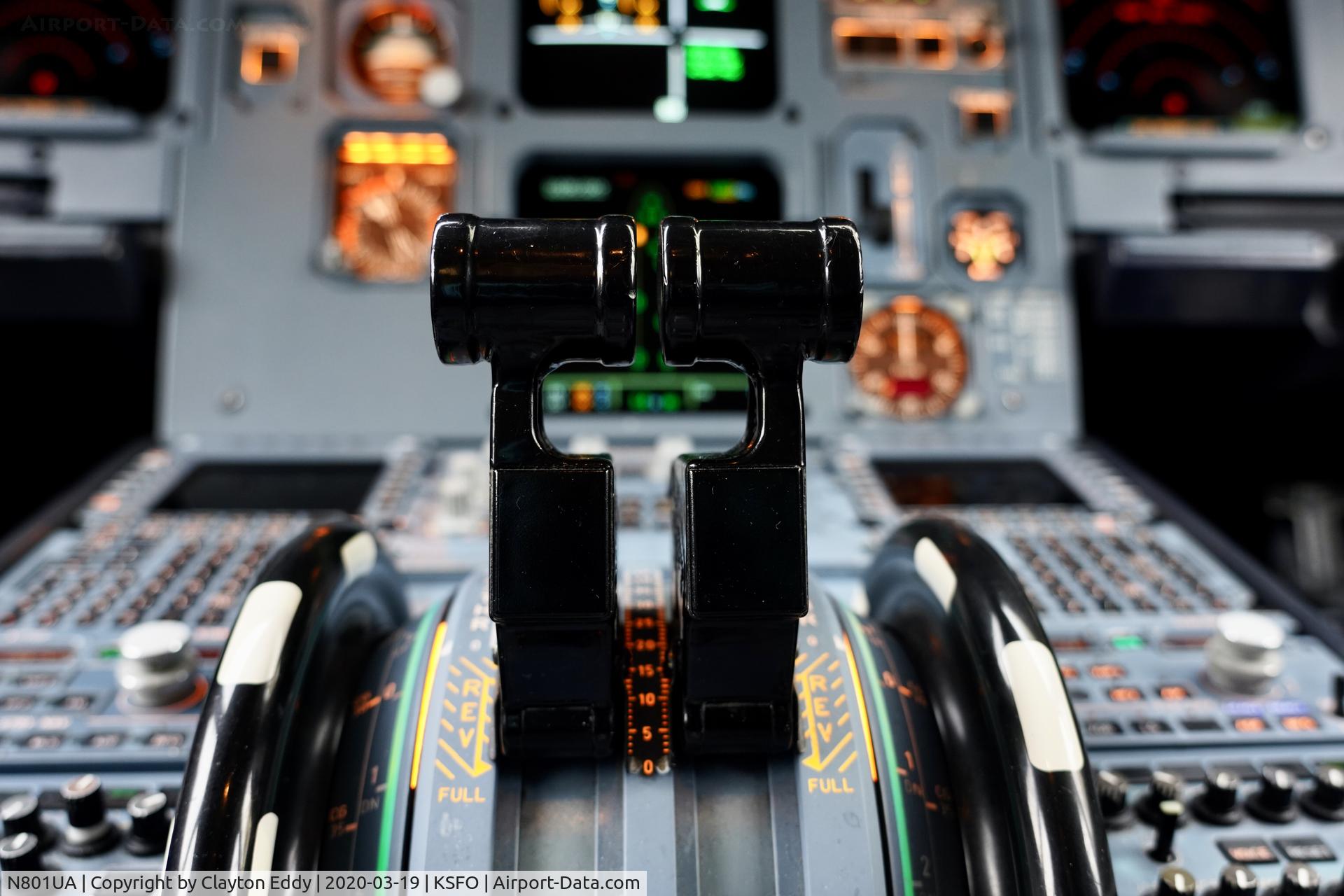 N801UA, 1997 Airbus A319-131 C/N 686, Flightdeck SFO 2020.