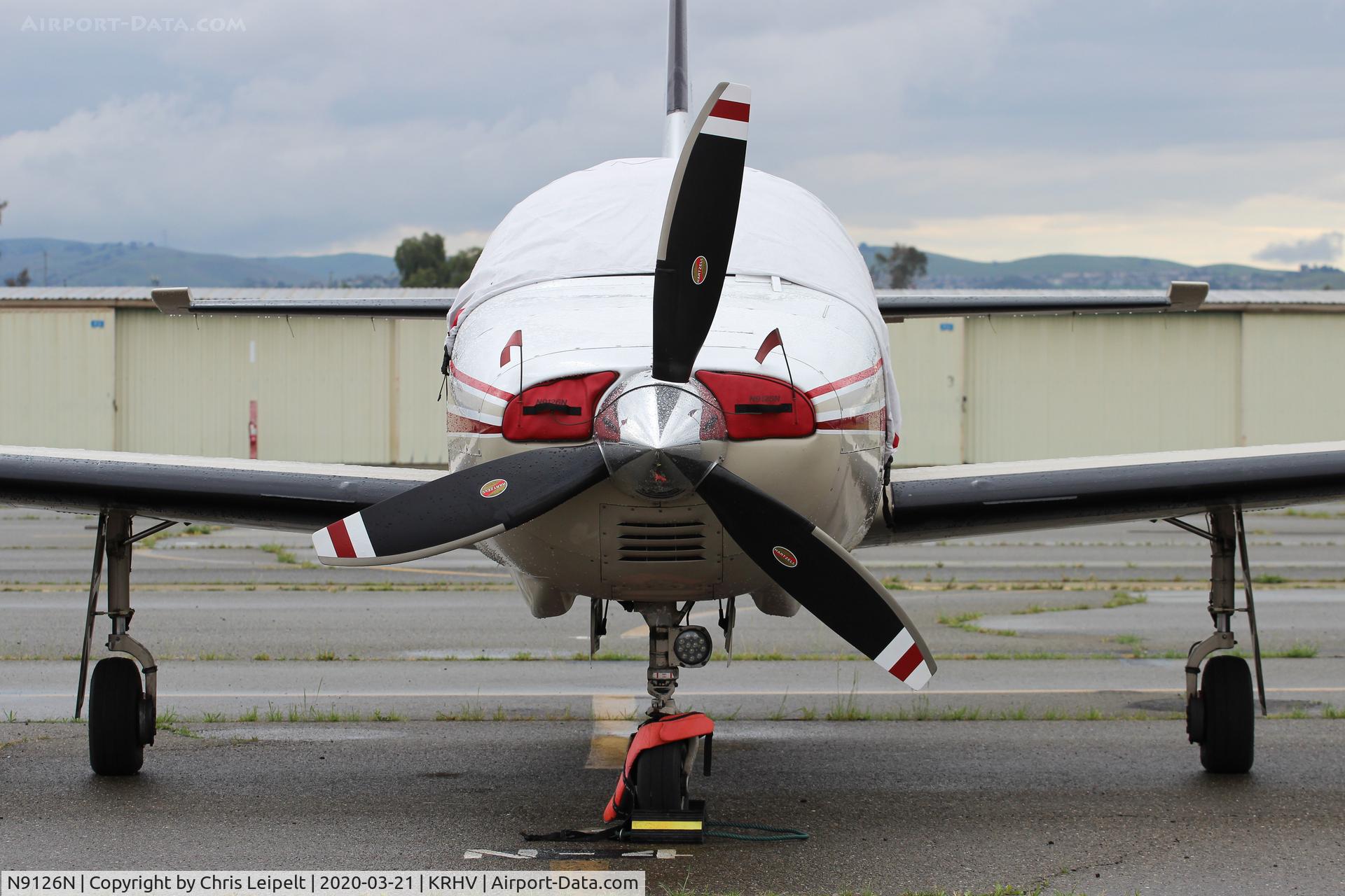 N9126N, Piper PA-46-310P Malibu C/N 4608086, Locally-based Piper Malibu at its parking spot at Reid Hillview Airport, San Jose, CA.
