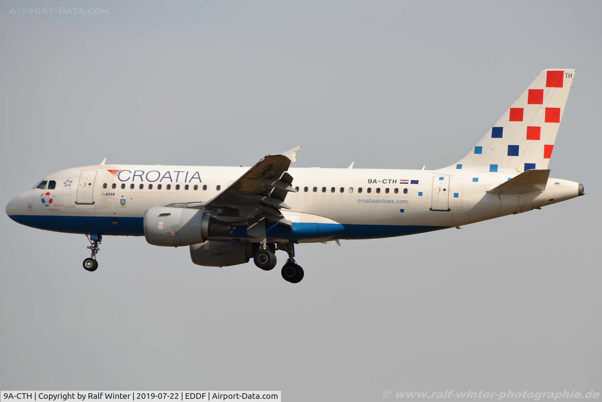 9A-CTH, 1998 Airbus A319-112 C/N 833, Airbus A319-112 - OU CTN Croaita Airlines 'Zagreb' - 833 - 9A-CTH - 22.07.2019 - FRA