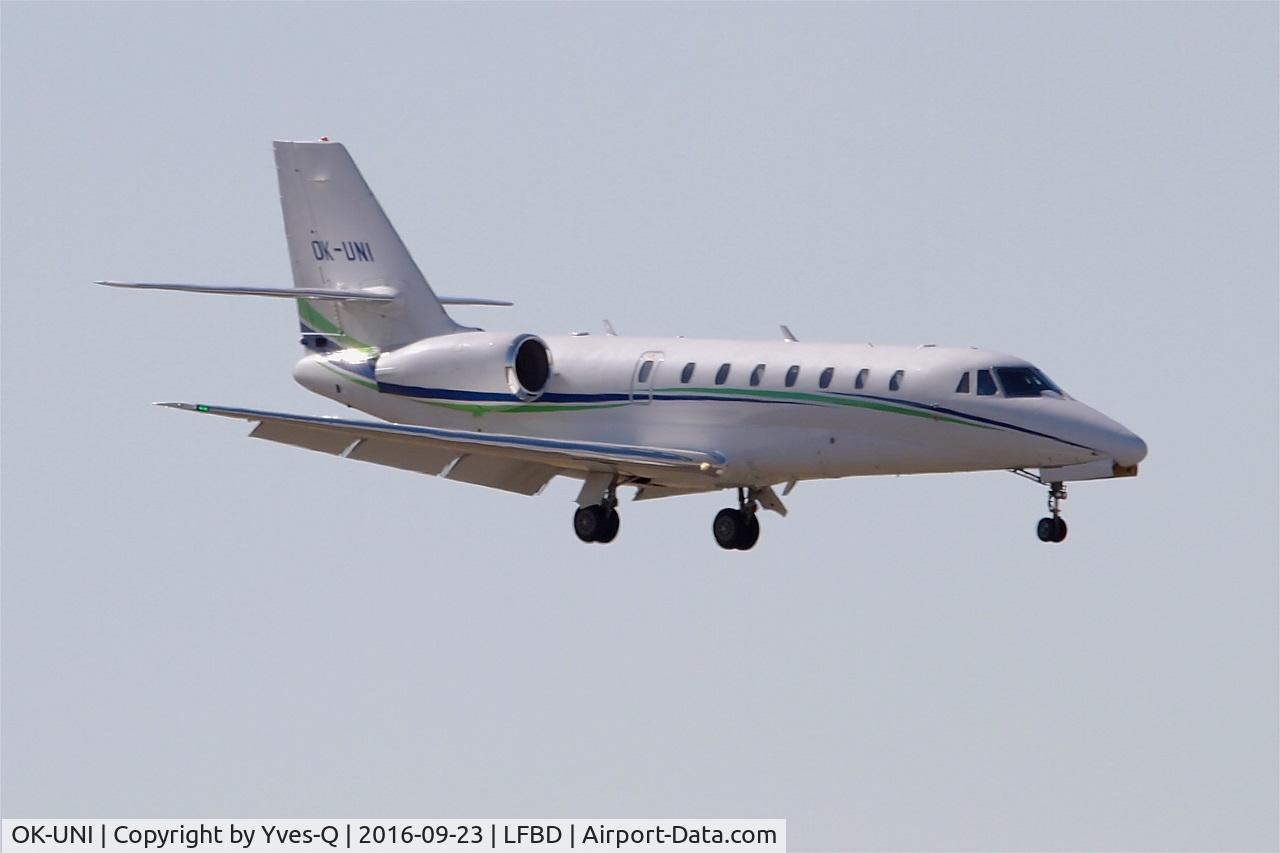 OK-UNI, 2007 Cessna 680 Citation Sovereign C/N 680-0139, Cessna 680 Citation Sovereign, Short approach rwy 05, Bordeaux Mérignac airport (LFBD-BOD)