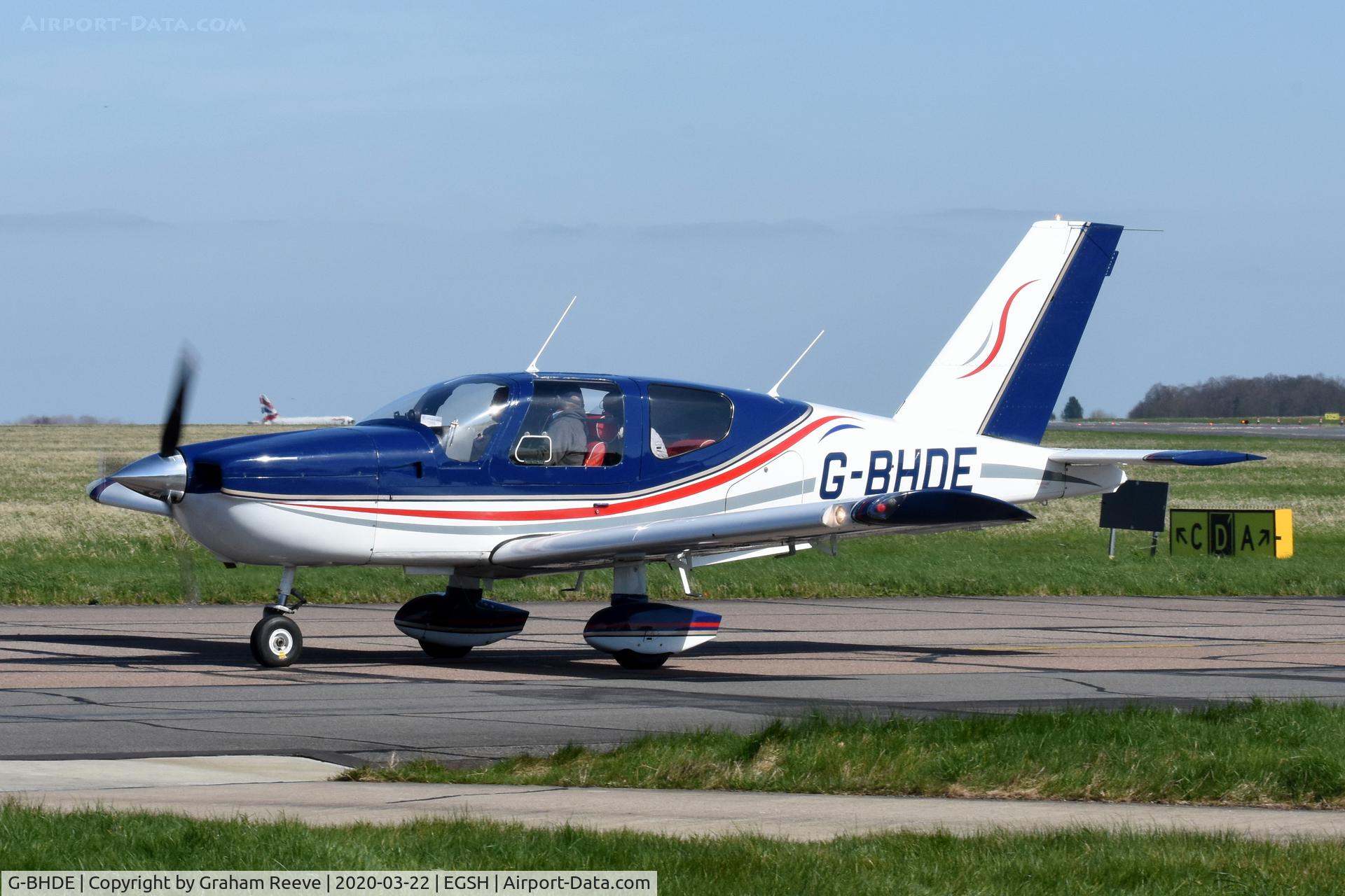 G-BHDE, 1980 Socata TB-10 Tobago C/N 58, Just landed at Norwich.