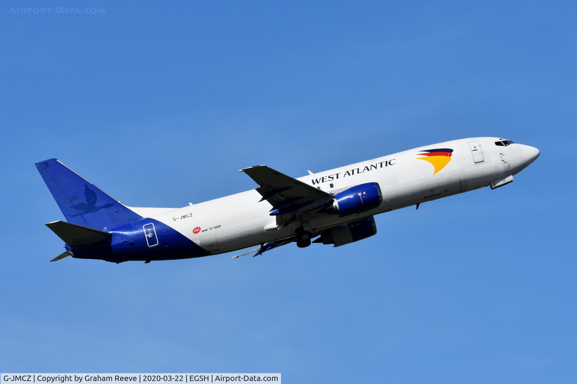 G-JMCZ, 1989 Boeing 737-4K5 C/N 24126, Departing from Norwich.