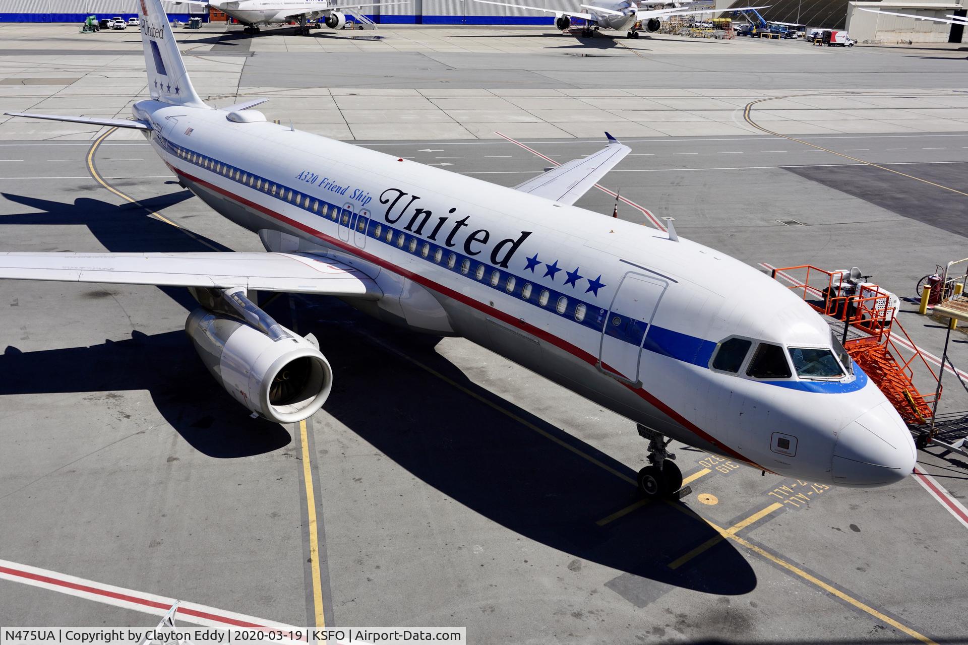 N475UA, 2001 Airbus A320-232 C/N 1495, SFO 2020.