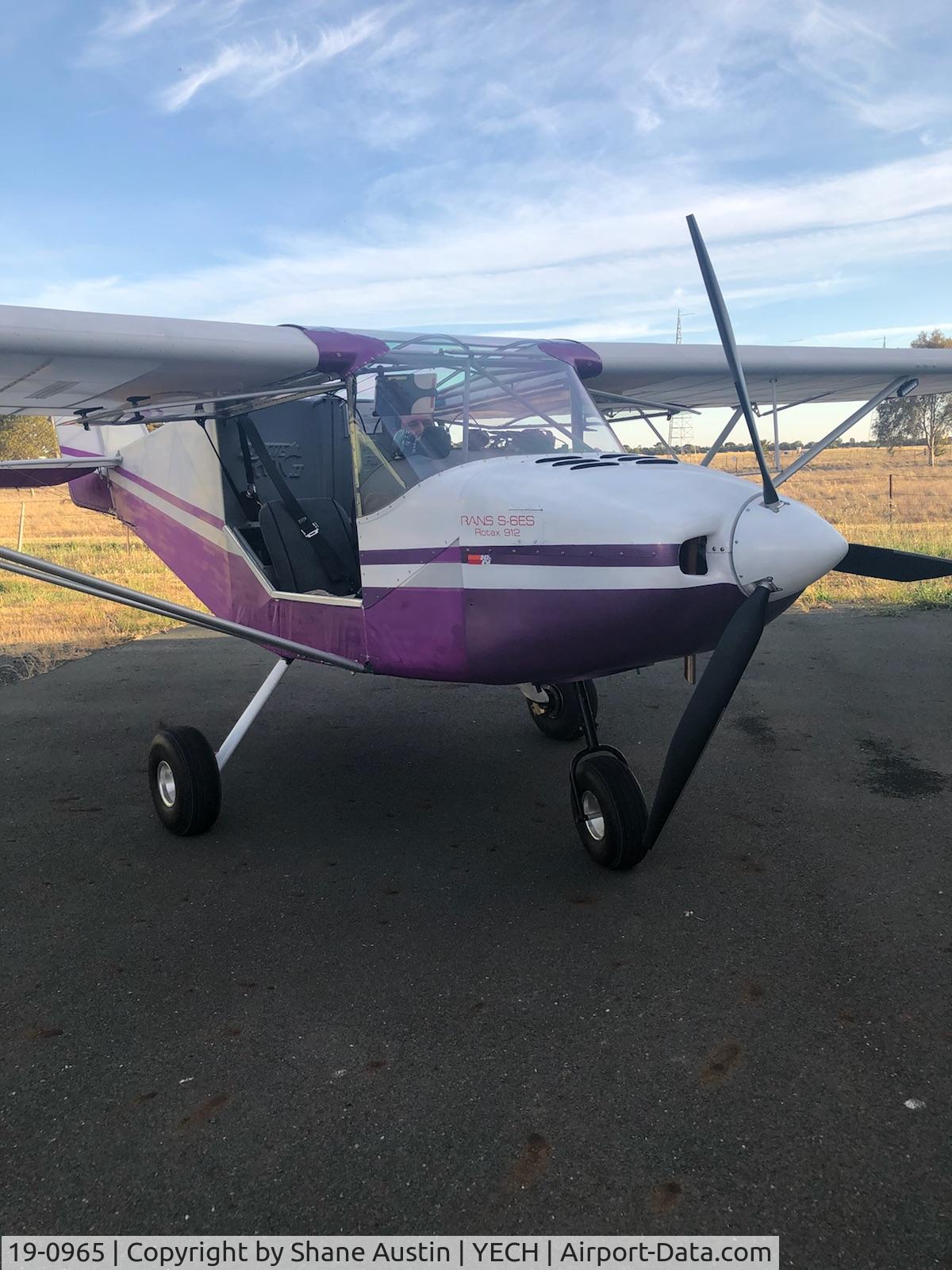 19-0965, 2018 Rans S-6ES Coyote II C/N 01081852, Very capable STOL machine, typical take-off roll on ISA day = 70 meters.
Cruise around 80-85 Kts @4800 RPM.
Very forgiving and fun to fly, live at YECH (Echuca, Victoria - Australia)