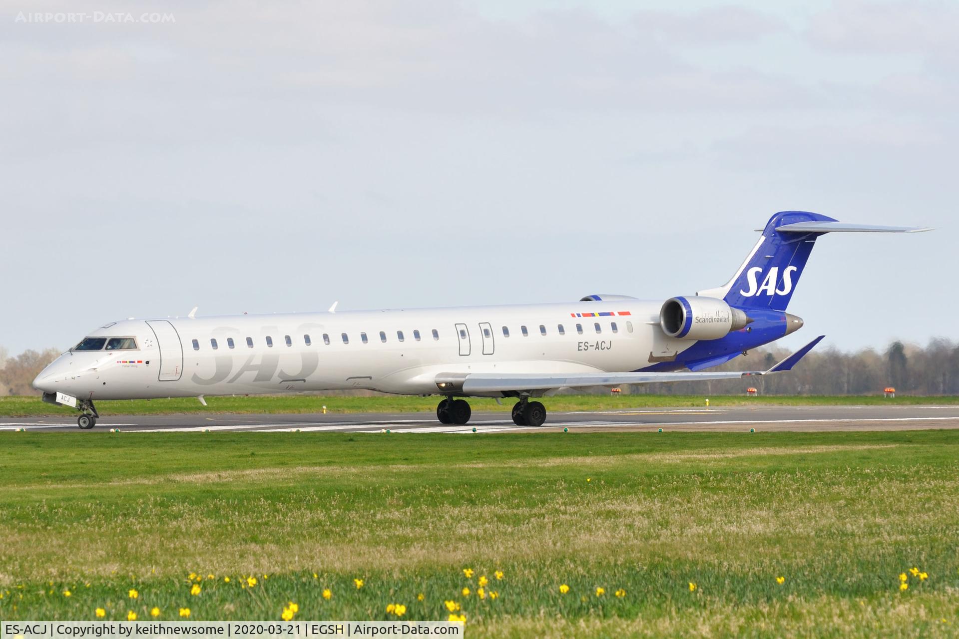 ES-ACJ, 2010 Bombardier CRJ-900LR (CL-600-2D24) C/N 15250, Leaving Norwich for Stockholm following paintwork.